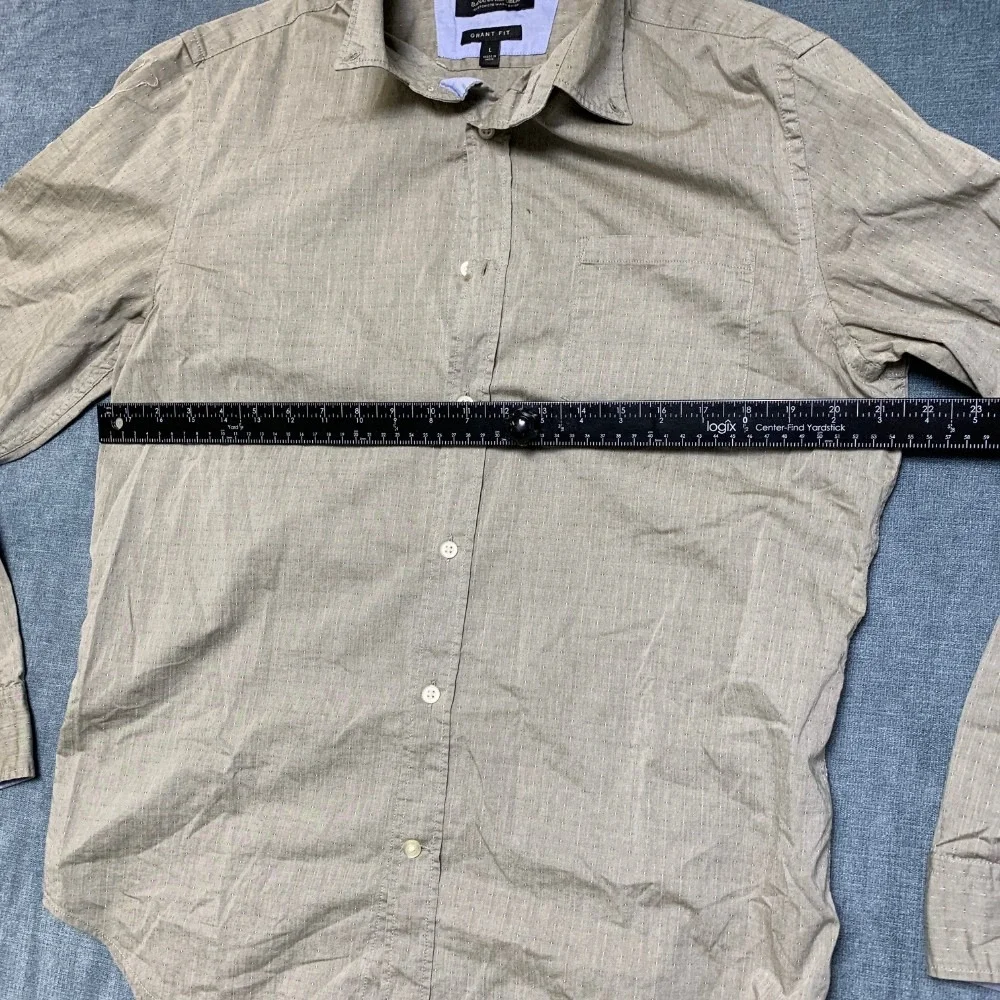 Banana Republic Flannel Shirt Mens Large Green Custom Wash Button-Down Grant Fit